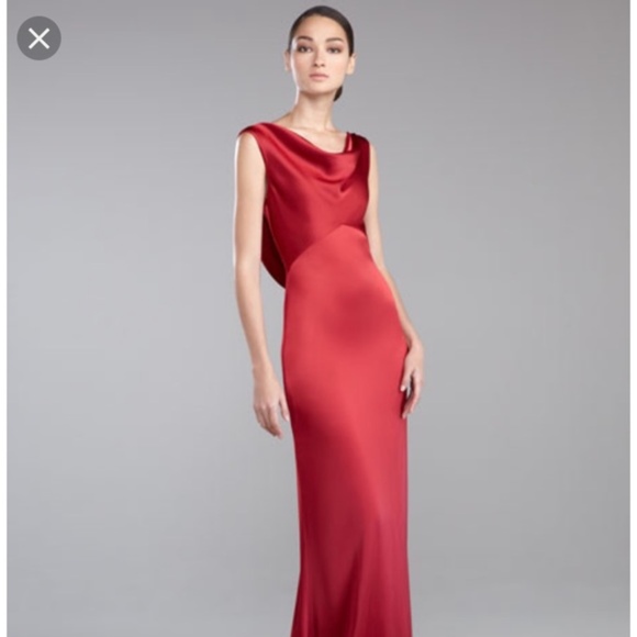St. John Dresses & Skirts - St John liquid satin cowl neck gown red